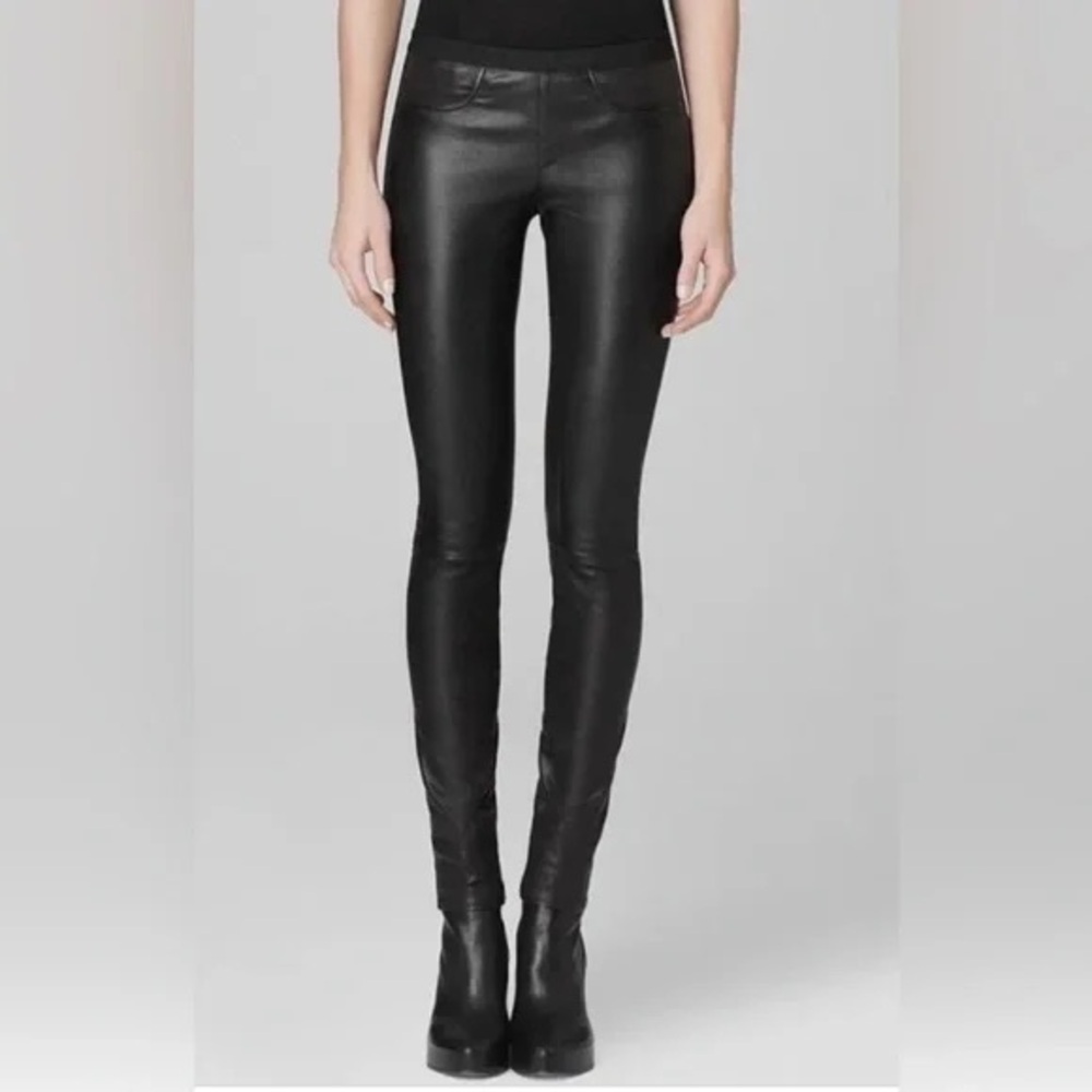 Helmut Lang Leather Plonge Leggings in Black